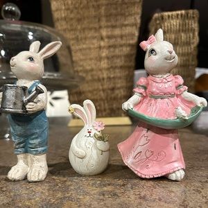 Aquaglide Pastel Pink And Blue Easter Bunny Couple Set - Home | Color: Pink